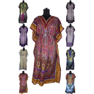 OEM Maxi vestido de algodón Kaftan largo vestido Formal arte indio mujeres africanas venta al por mayor de algodón Kaftan Maxi vestido suelto - Product Image 1