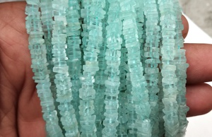 Accrocheur belle 1 brin lisse forme carrée aigue-marine naturelle pierre précieuse bleu AAA Grade Heishi perles faisant des bijoux - Product Image 4