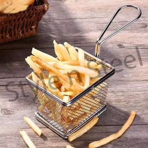 Stainless Steel Deep Fry <b>Basket</b> Square Chicken Wings Holder Wholesale Mini Serving <b>Basket</b> Mini <b>Chips</b> <b>Basket</b> - Product Image 2