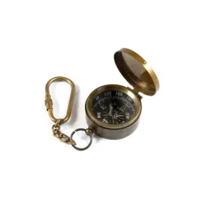 Brass Metal Nautical Antique Small Marine Compass Keychain Keyring Corporate Gift with Brass Loop
