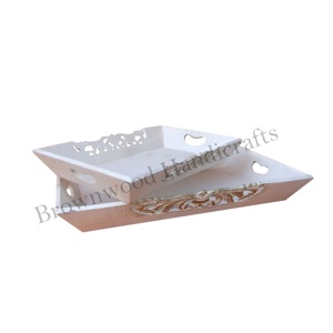 ชุดถาดไม้แกะสลักทำด้วยมือถาดเสิร์ฟอาหารอเนกประสงค์2ชิ้นสำหรับใช้ในบ้าน - Product Image 1