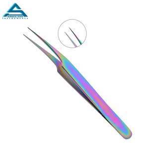 Pinzas cruzadas con mango de acero inoxidable profesional para pestañas, trabajo de cejas, mango de madera, pinzas para cejas - Product Image 5