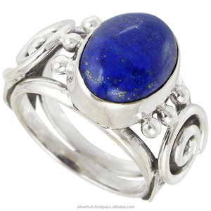 แหวนเงินแท้ 925 ประดับลาพิส ลาซูลี งานแฮนด์เมด ขายดี - Product Image 1