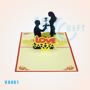 Hecho a mano 3D Pop-up I Love You Tarjeta de felicitación Hermosa artesanía de papel de Vietnam - Product Image 1