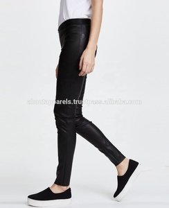Pantalon crayon en similicuir noir pour femme, taille mi-haute, coupe régulière, fermeture éclair, plat, hiver, bande latérale, imperméable, respirant, sur mesure OEM - Product Image 6