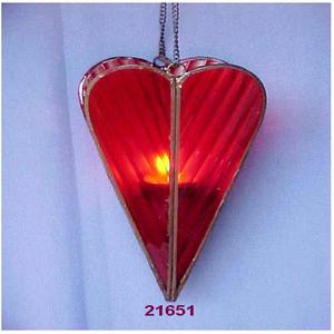 Venta al por mayor hecho a mano personalizado último diseño corazón de cristal rojo colgante Tealight Lantern - Product Image 2