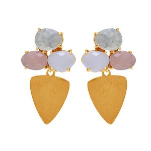 Pendientes de plata 925 chapados en oro de diseñador hechos a mano, regalo de aniversario de boda a la moda para fiestas - Product Image 1