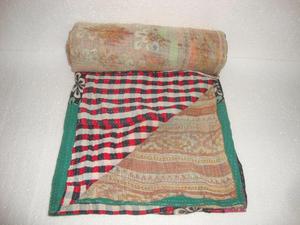Couverture en coton Patchwork réversible Kantha Vintage pour enfants, linge de lit bohème - Product Image 2