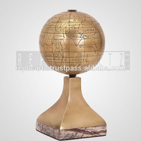 Globe du monde en marbre d'aluminium moderne Décoration de bureau décorative Cadeau géographique éducatif pour l'école ou le bureau à domicile