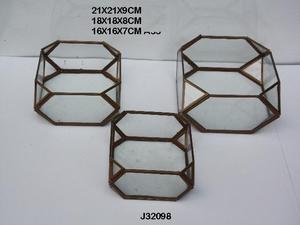 Venta caliente estilo diamante latón antiguo acabado latón y vidrio linterna votiva cajas geométricas decoración del hogar en precio al por mayor - Product Image 6