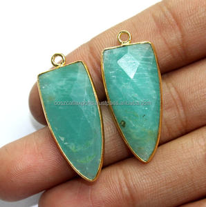 Amazonite Quartz En Forme de Flèche Flèche Lunette pendentif En Argent - Product Image 2