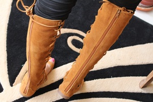 Real Suede Leather <b>Tie</b> up Latest Stylish Flat Sandal - Product Image 3