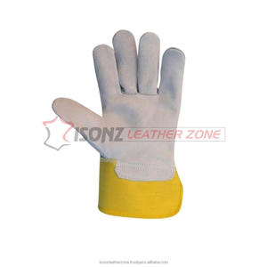 Guantes de trabajo de cuero dividido de Vaca amarilla con función antiimpacto Guantes de trabajo de seguridad de zona de cuero ISONZ duraderos - Product Image 5