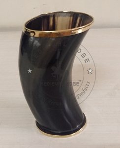 Conception personnalisée Viking Tasse élégante en corne à boire courbée plaquée cuivre Corne de buffle polie Usine indienne directe - Product Image 1