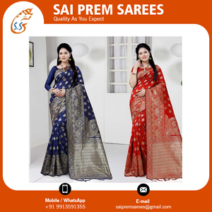 เสื้อผ้าอินเดียและปากีสถานที่ได้รับความนิยมมากที่สุดผ้าไหมบานาราสีนุ่มผู้หญิงแฟชั่นสารีสําหรับชุดแต่งงาน - Product Image 5