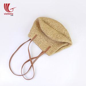 Sac de plage en paille vintage bohème avec deux poignées fermeture ouverte économique sac de plage tissé en gros - Product Image 6