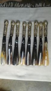Luxury Leather <b>Handle</b> Custom Metal Pocket Stainless Steel Shoe Horn Black <b>knife</b> - Product Image 3