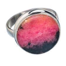 Anillo de Rodonita ovalado redondo pera cuadrado rectángulo elegante India piedra preciosa natural cabujón plata esterlina 925 - Product Image 5