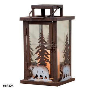 Metal <b>Candle</b> Holder Hanging Metal Glass Decorative <b>Candle</b> <b>Lantern</b> Handmade - Product Image 3