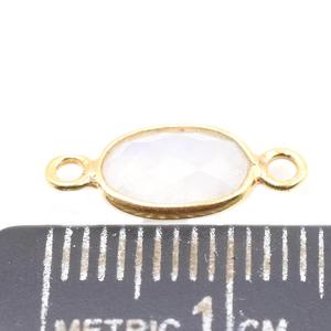 Pierre de lune arc-en-ciel forme ovale lunette en argent sterling 925 connecteur plaqué or fabrication de bijoux faite à la main - Product Image 2