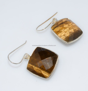ต่างหูทำมือ925พลอยตาเสือทำจากเงินสเตอร์ลิง - Product Image 1