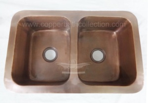 Évier de cuisine à un bol en cuivre antique avec robinet de tablier avant en relief pour cuisines indiennes Style double boîte avec un trou - Product Image 6