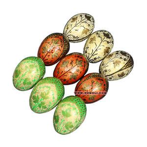 Assortiment d'oeufs de Pâques jaunes géants en bois et en plastique floraux en gros pour la décoration de la maison de printemps pour la table, l'affichage ou la chasse de Pâques - Product Image 5