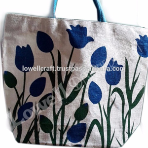 Bolsa de Lona Moderna Lowellcraft con Patrón Geométrico Azul Marino, Naranja y Blanco, Resistente para Uso Diario JBB02176 - Product Image 2