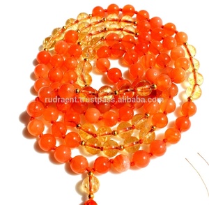 Collar largo de meditación de cornalina anudado, 108 cuentas, joyería de piedras preciosas hecha a mano - Product Image 2