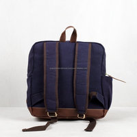 Sac à dos scolaire en toile de coton certifié avec port USB et fermeture à glissière avec pochette pour ordinateur portable