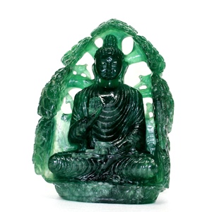Estatua Grande de Buda Bendecido en Fluorita Verde, Escultura Religiosa de Piedra Preciosa Tallada a Mano, 11 Pulgadas, India - Product Image 2