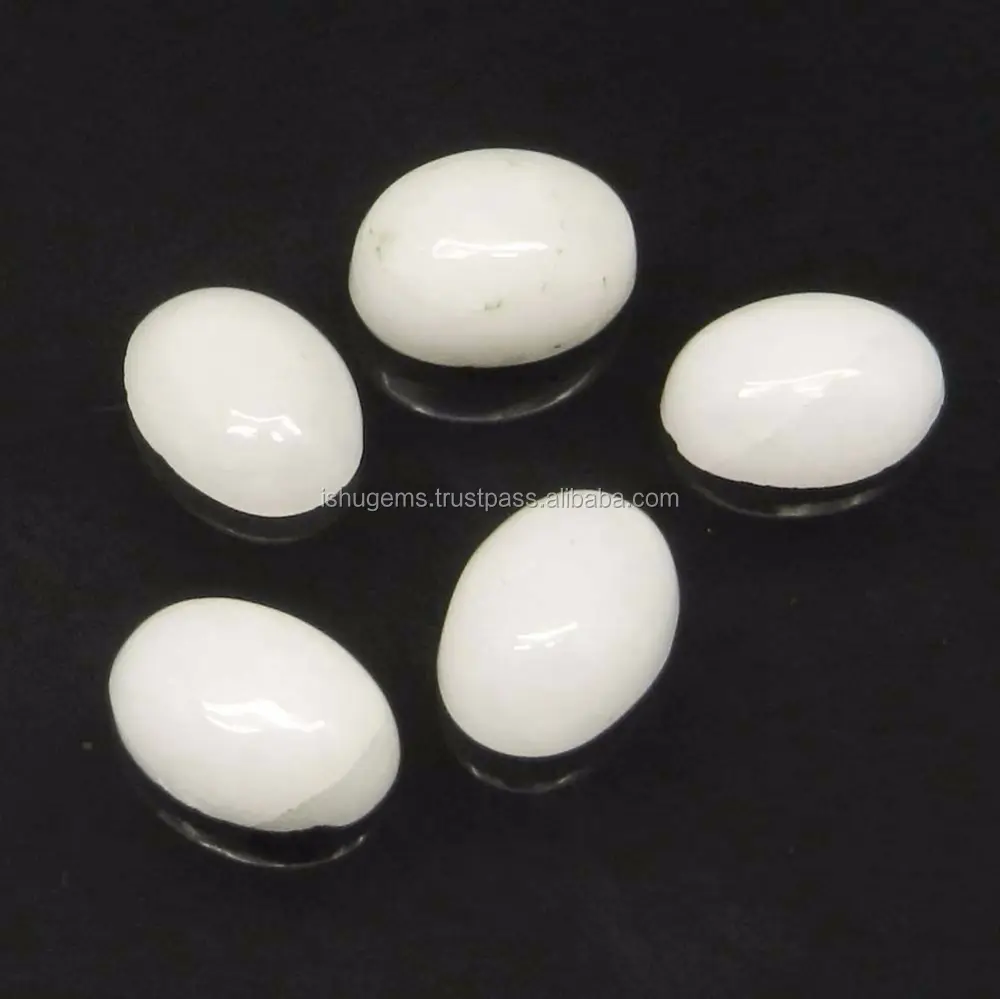 Cabochon ovale en agate de roi et blanc, pierre précieuse ample pour bijoux, 7x5mm, 0.80 carats