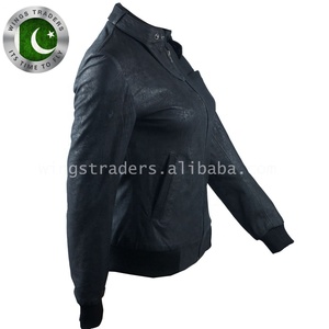 Women High Quality Leather Jacket <b>Black</b> Zipper Style Leather Bomber Jacket - Product Image 4