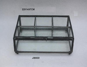 Boîte en verre et métal de haute qualité avec raccords en laiton dans une boîte à bijoux de finition antique pour femme et filles organisateur de boîte à bijoux - Product Image 3