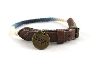 Collier de chien de luxe de style solide en cuir véritable pleine fleur rivet marron robuste confortable solide pour les petites grandes races en nylon - Product Image 4