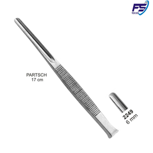 Meubles dentaires en acier inoxydable, burins à os de 17cm avec pointe ronde de 6mm, 1 pièce - Product Image 2