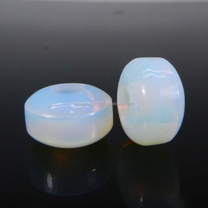 Perles de pierres précieuses en opale hydro Ishu Gems, 16x10x5,5 mm, 21 carats, rondes, blanches, grand trou, pierres précieuses en vrac, modèle IG5466 - Product Image 1