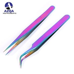 แหนบต่อขนตาเคลือบไทเทเนียมสีรุ้งแบบมืออาชีพ ปลายตรง อุปกรณ์เสริมความงาม มีทุกสีและทุกขนาด - Product Image 2