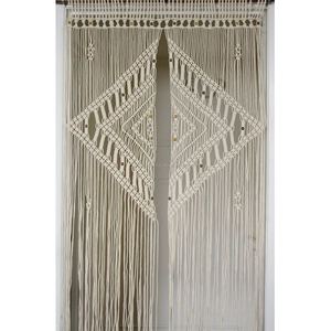 Macrame ผ้าม่านสำหรับหน้าต่าง,ทำจากผ้าฝ้ายทำมือสไตล์โบฮีเมียนสำหรับงานแต่งฉากหลังและผ้าม่านผลิตในอินเดีย