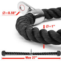 Corde à Double poignée en Nylon, cordes de sport, entraînement de Fitness, robuste, noir, vente en gros