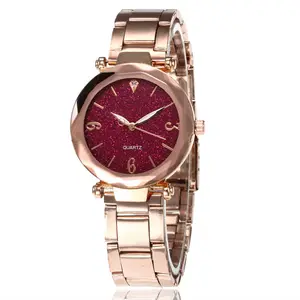 女装礼服手表玫瑰金不锈钢时尚女士手表创意石英钟廉价奢华手表
