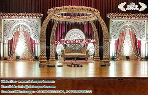 Dents d'éléphant de mariage indien exquis Style Mandap toile de fond superbe LED décorer pour la cérémonie de mariage - Product Image 2