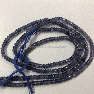 Hilo de cuentas de piedras preciosas Rondelle facetadas de iolita azul natural de 4mm a precio de Distribuidor mayorista - Product Image 2
