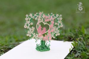 Tarjeta del Día de San Valentín Lovebirds 3D Pop Up Card vietnamita hecho a mano Kirigami Card para artesanía al por mayor - Product Image 6