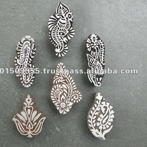 Indio tallado a mano textil madera hecho a mano marrón sello de madera tallado a mano bloques de impresión de madera - Product Image 6