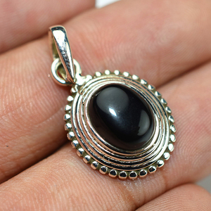 ดูดีรูปไข่สีดำนิล925จี้เงินสเตอร์ลิงออนไลน์เครื่องประดับเงินอินเดียเครื่องประดับเงิน - Product Image 5