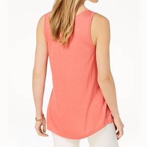 Débardeurs personnalisés pour femmes, motif solide, tissu en jersey de yoga grande taille, dentelle, perles, broderie, paillettes, fabrication écologique - Product Image 2