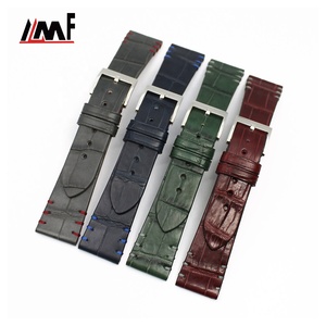 สายนาฬิกาแฟชั่นหนังจระเข้กึ่งด้านสีดำ น้ำตาล เขียว เทา แดงเบอร์กันดี ดีไซน์ใหม่ล่าสุด พร้อมตะขอแบบเข็มขัด - Product Image 4