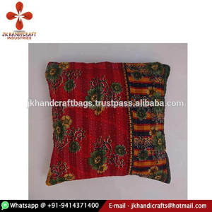 Vintage Hot Selling Pure Cotton Fabric Floral Design Kantha <b>Cushion</b> <b>Cover</b> - Product Image 1