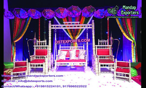 Columpio de doble poste para puerta exterior, boda india, Columpio de boda Jhula a la venta, decoración moderna de escenario Mehandi Jhula - Product Image 2